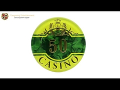 ชุดชิปโป๊กเกอร์ป้องกันการปลอมแปลง 760 ชิ้นรูปแบบเปลือกอะคริลิค Baccarat Texas Casino