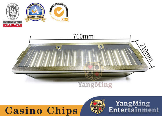 ซื้อ โลหะเคลือบเหลือง 14 Grid Chip Tray ชั้นสองล็อคโป๊กเกอร์ ชิปลอย การผลิตออนไลน์