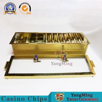 ซื้อ ไทเทเนียมสีเหลืองทองสเตนเลสสตีลโลหะสองชั้นชิปล็อคสองชั้นถาดเกมโป๊กเกอร์ระดับไฮเอนด์ที่กำหนดเอง การผลิตออนไลน์