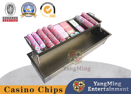 ซื้อ Baccarat 12 แถว Blackjack Metal Material ถาดชิปโป๊กเกอร์สี่เหลี่ยมพร้อมล็อค การผลิตออนไลน์