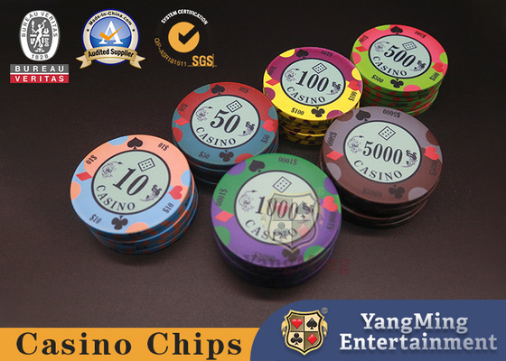 10g Club ที่กำหนดเอง Texas Poker Blackjack โต๊ะโต๊ะชิปเซรามิกที่มีให้สำหรับการปรับแต่ง