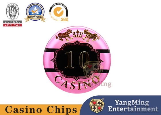 คาสิโน Baccarat Dragon Tiger อะคริลิคคริสตัลชิปเกมโป๊กเกอร์ชุบทอง
