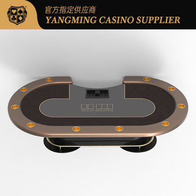 ขายปลีกที่กําหนดเอง Oval Treadle โต๊ะโป๊กเกอร์ Texas Hold'Em โต๊ะคาสิโนบันเทิง โต๊ะโป๊กเกอร์เกมส์