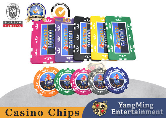 760 ชิ้นแปดมงกุฎสหรัฐอเมริกาสติกเกอร์ป้องกันการปลอมแปลงชุดชิป ABS Core Clay Chips Texas Hold 'Em Chips