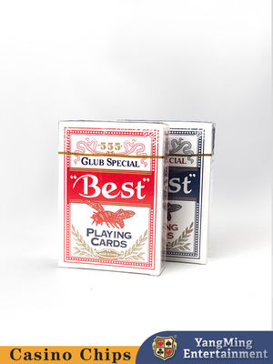 สีแดง สีน้ําเงิน 2 สี 555 บัตรเล่น 88*63 มิลลิเมตร บลูคอร์ บัตรคาสิโน