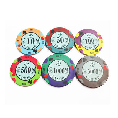 ชิปเซรามิกแบบกำหนดเองสำหรับคาสิโน ชิปเกมบนโต๊ะ Texas Hold'em สามารถออกแบบได้