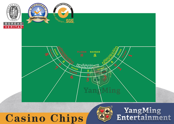 บาคาร่ากึ่งวงกลม 8 ผู้เล่น No 4 เกมผ้าปูโต๊ะกันน้ำมืออาชีพในสต็อก Texas Hold'Em Dragon Tiger Layout
