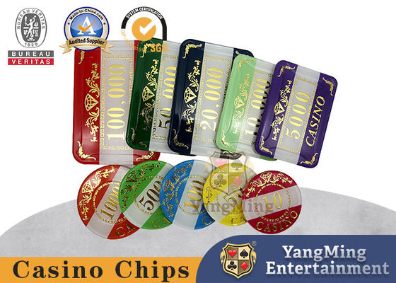 สองชั้นสูงโปร่งใสคริลิค Bronzing Baccarat Poker Clay Chips