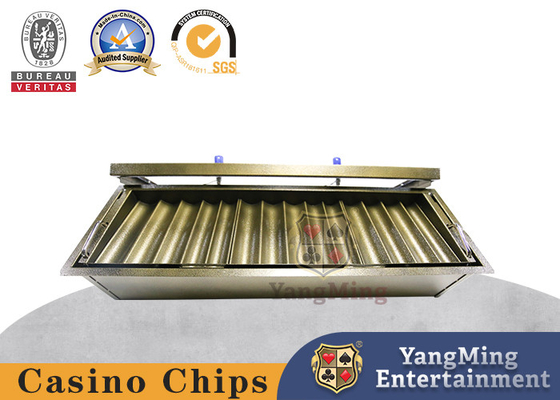 โลหะทองเหลืองสีเหล็ก 14 แถว Double Layer Baccarat Poker Chip Rack